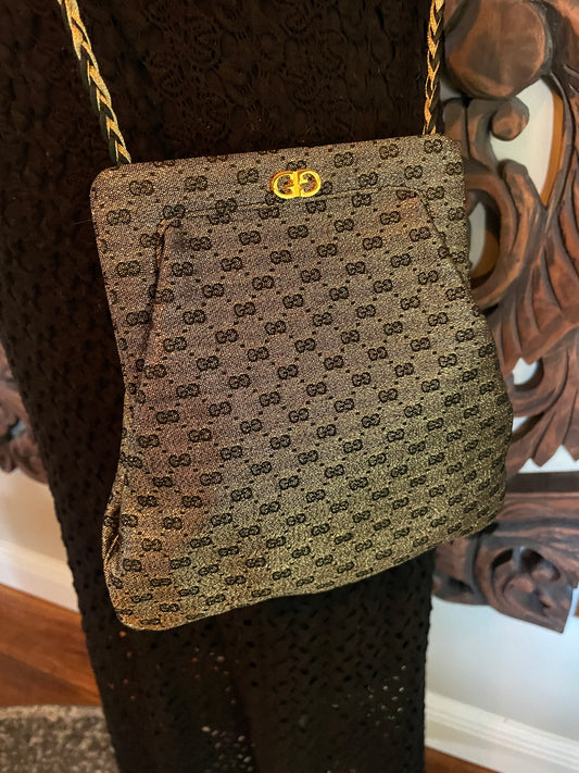 GUCCI METALLIC GOLD AND BLACK CROSSBODY