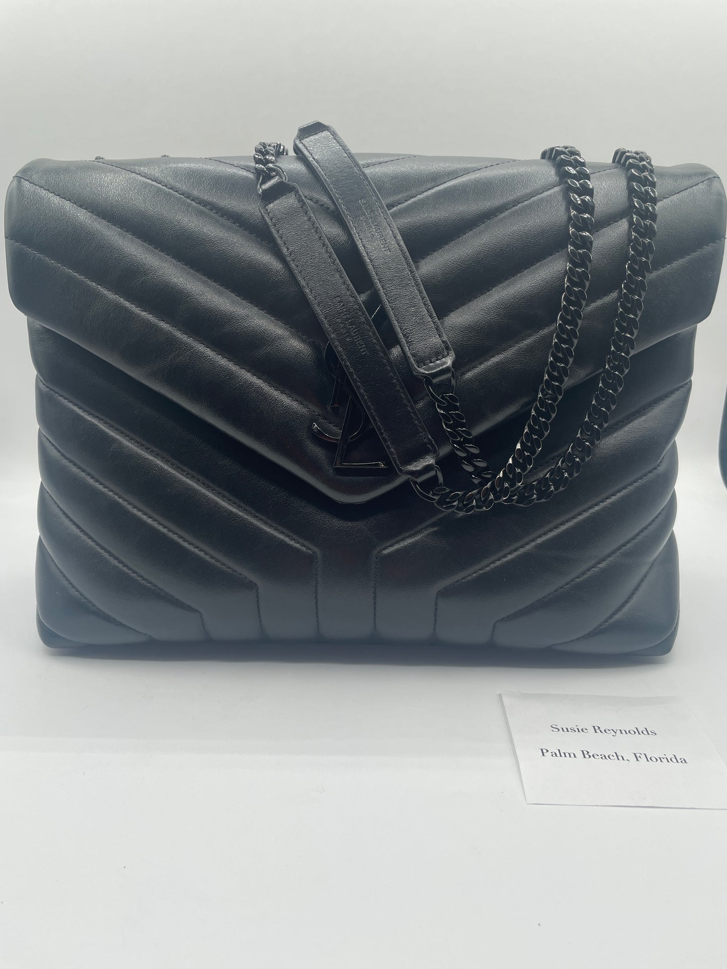 YSL MEDIUM LOULOU Y STITCH, LAMBSKIN BLACK on BLACK w/ DUST BAG