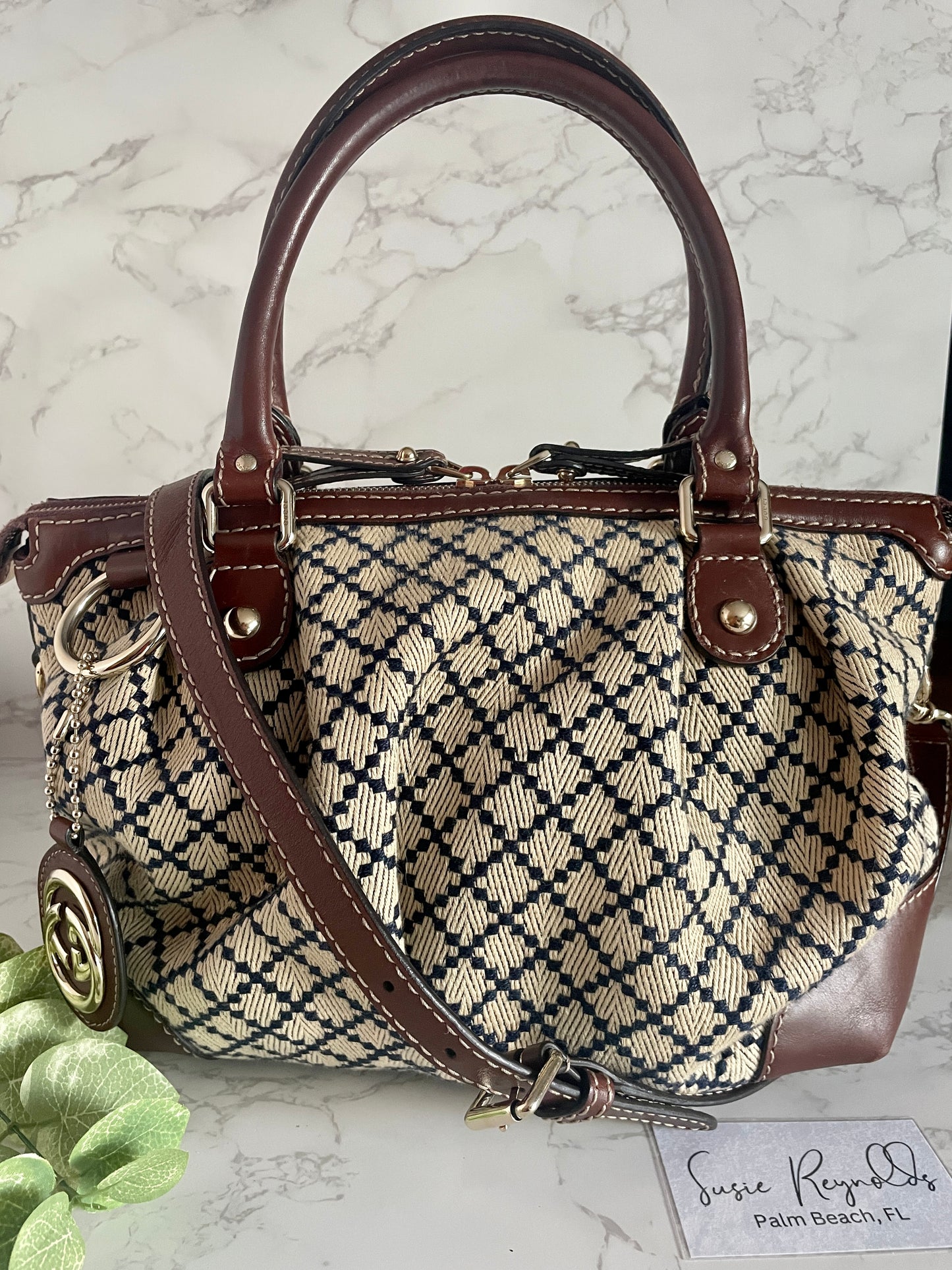 GUCCI  BEIGE BLUE DIAMANTE SUKEY