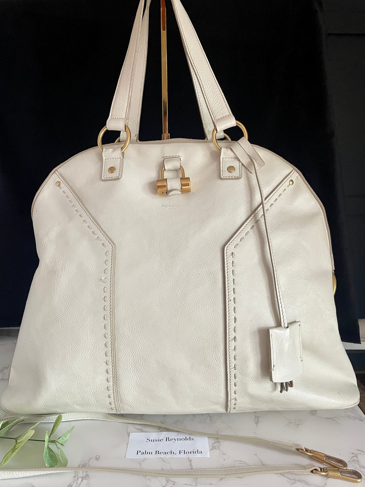 YSL MUSE IVORY LEATHER CROSSBODY