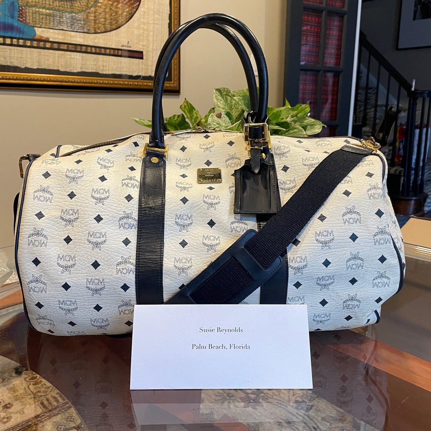 MCM NAVY WEEKENDER DUFFLE