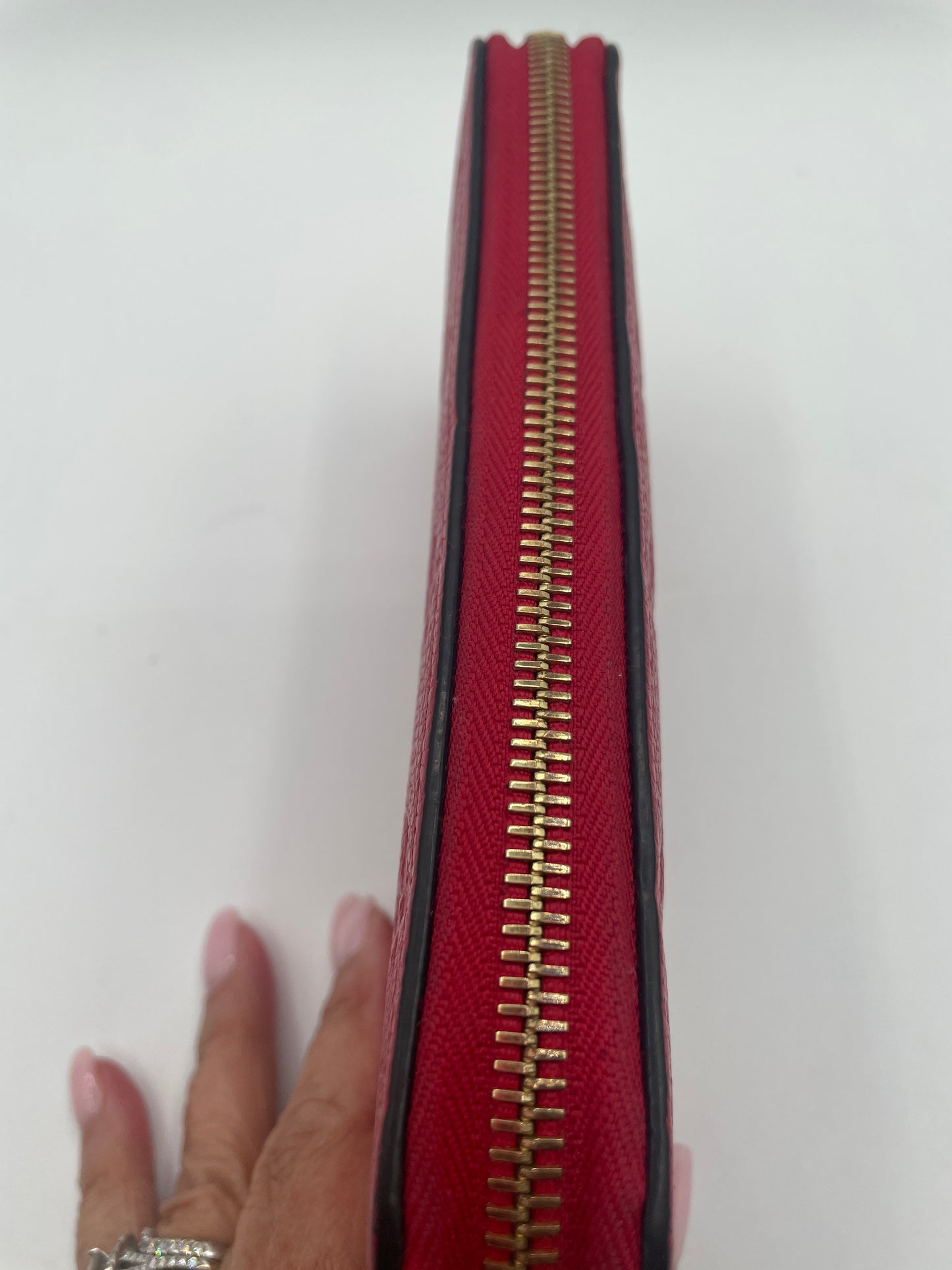 LOUIS VUITTON RED EMPREINTE ZIPPY WALLET