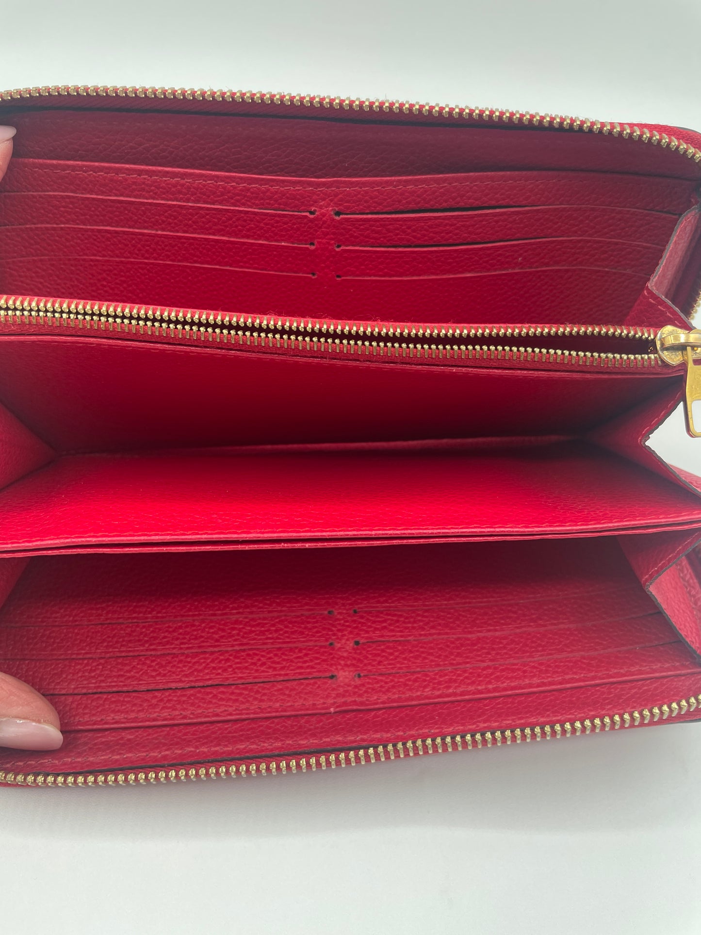 LOUIS VUITTON RED EMPREINTE ZIPPY WALLET