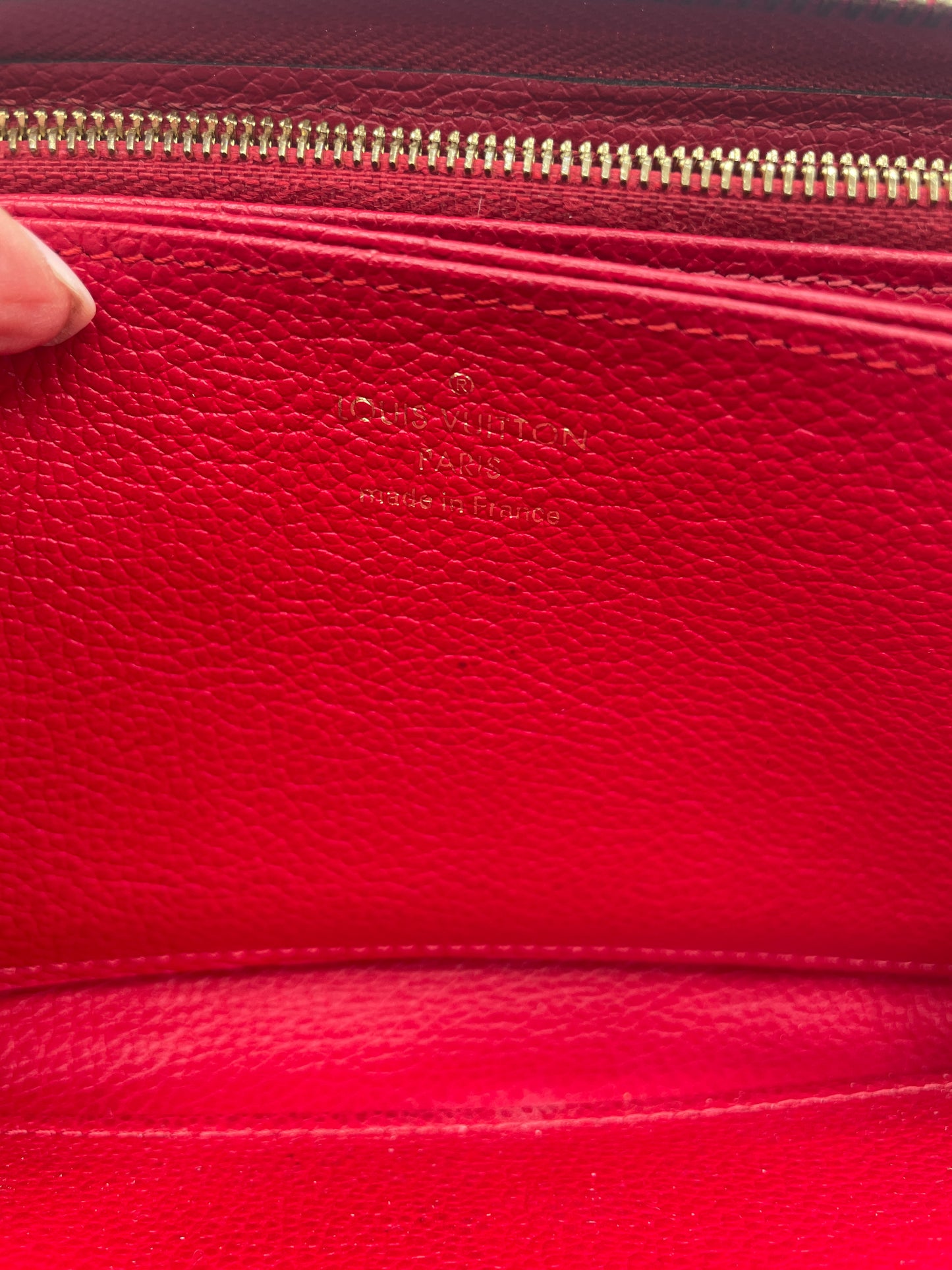 LOUIS VUITTON RED EMPREINTE ZIPPY WALLET