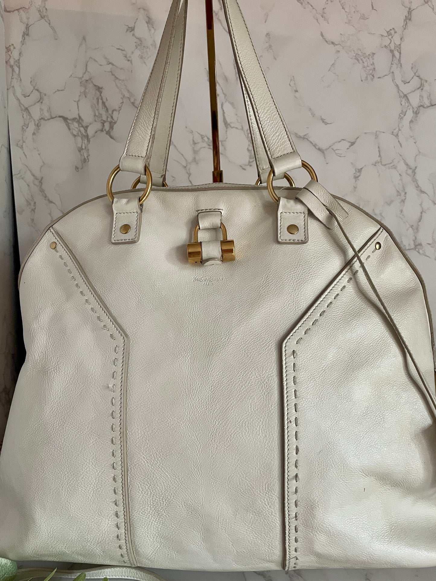 YSL MUSE IVORY LEATHER CROSSBODY