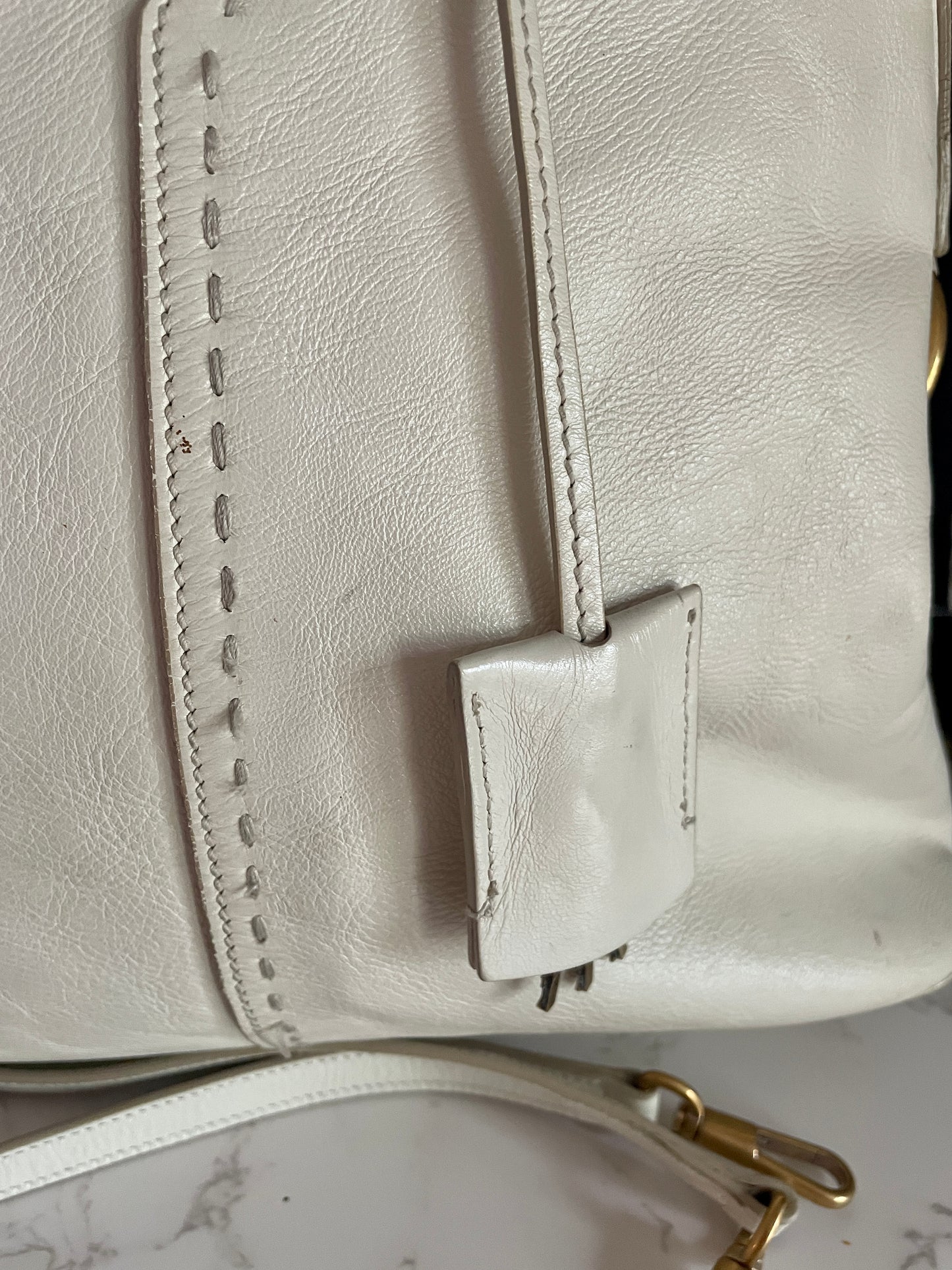 YSL MUSE IVORY LEATHER CROSSBODY