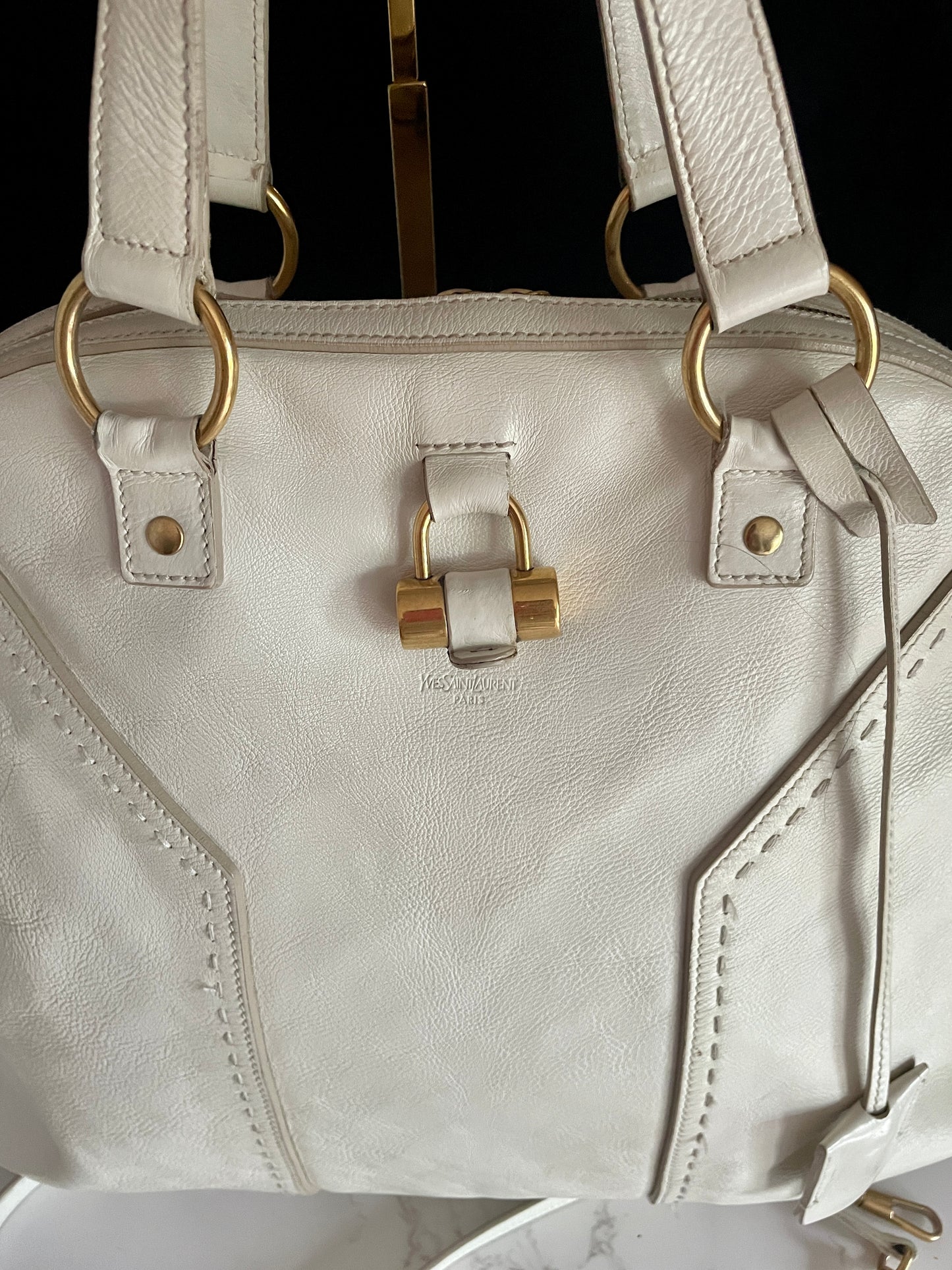 YSL MUSE IVORY LEATHER CROSSBODY