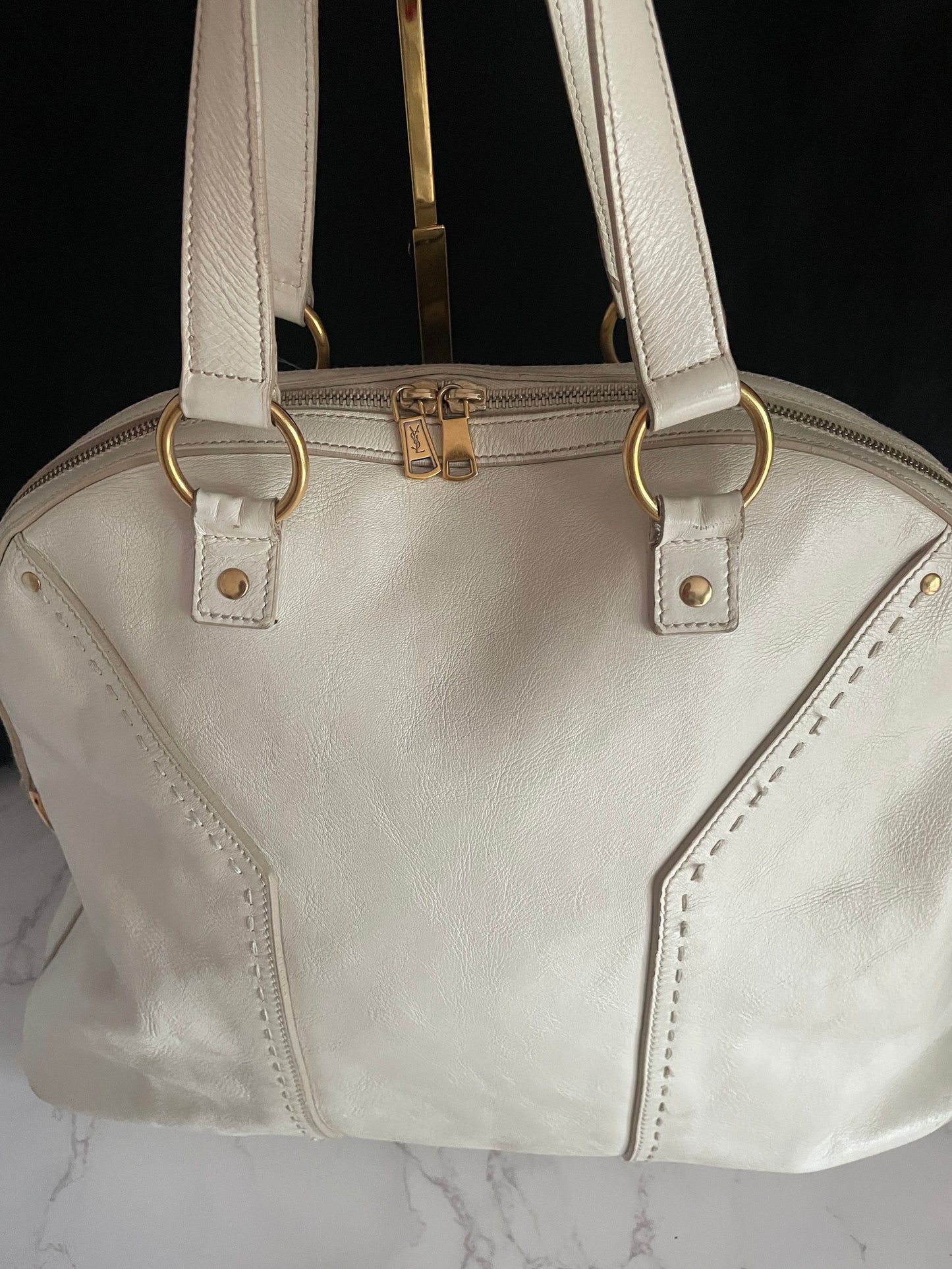 YSL MUSE IVORY LEATHER CROSSBODY