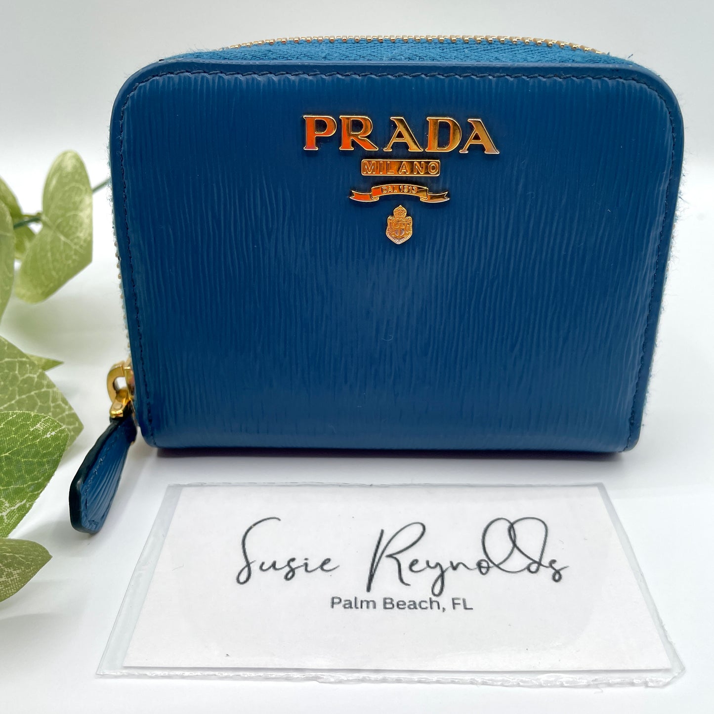 Prada Blue Leather Card Case