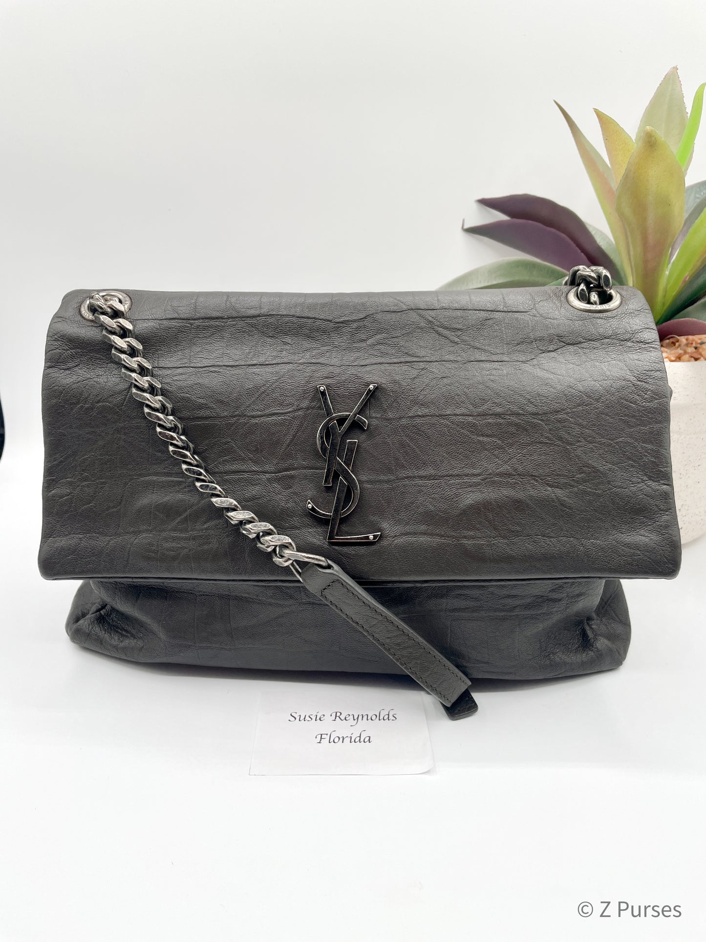 YSL WEST HOLLYWOOD CROC EMBOSSED MEDIUM