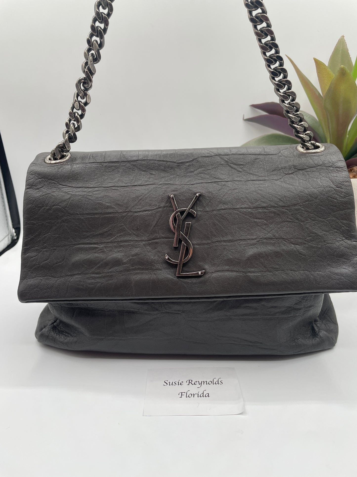 YSL WEST HOLLYWOOD CROC EMBOSSED MEDIUM