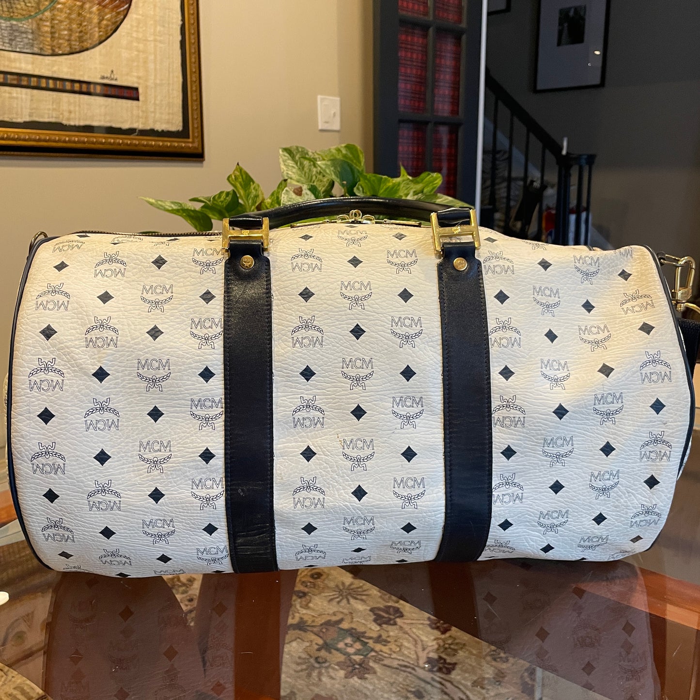 MCM NAVY WEEKENDER DUFFLE