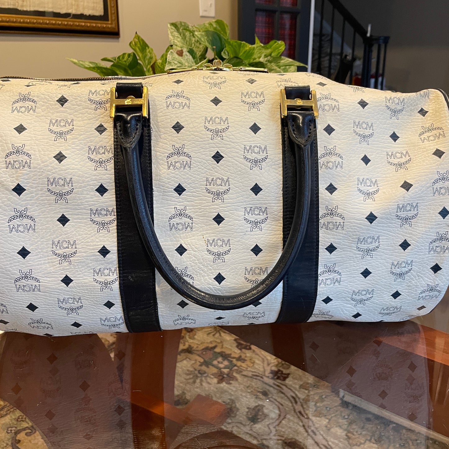 MCM NAVY WEEKENDER DUFFLE