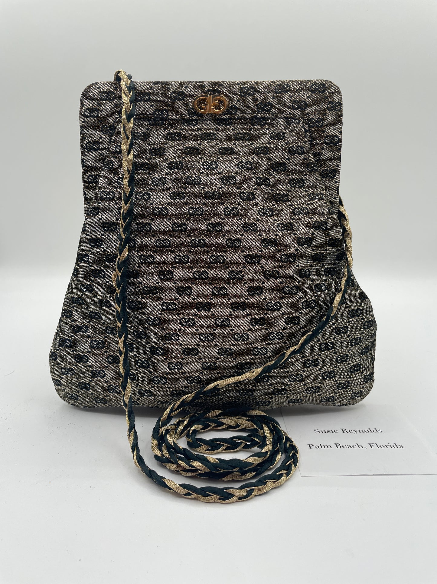 GUCCI METALLIC GOLD AND BLACK CROSSBODY