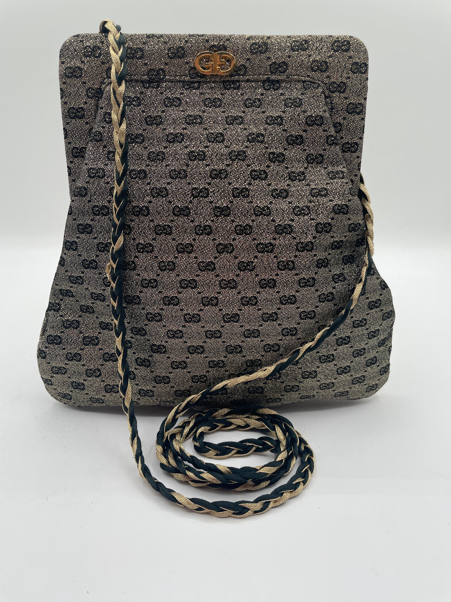 GUCCI METALLIC GOLD AND BLACK CROSSBODY