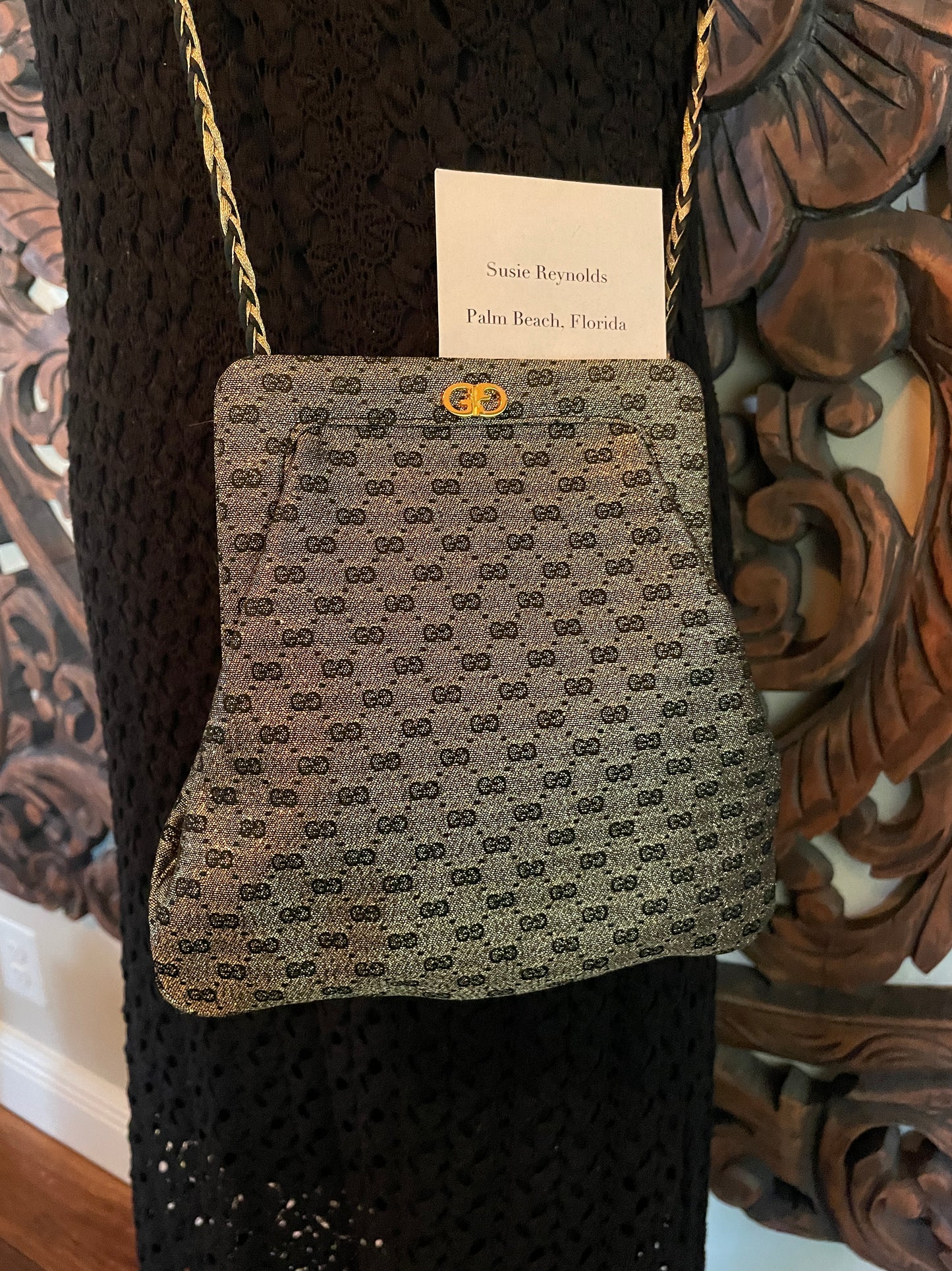 GUCCI METALLIC GOLD AND BLACK CROSSBODY